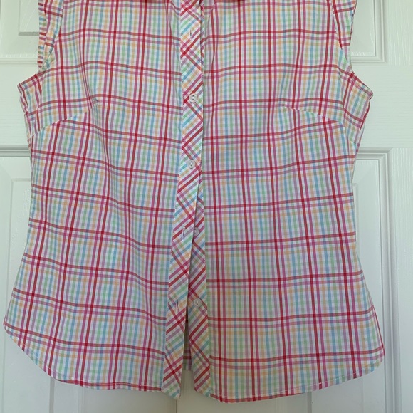 H&M multi-colored sleeveless button down top - sz 8 - Picture 8 of 9